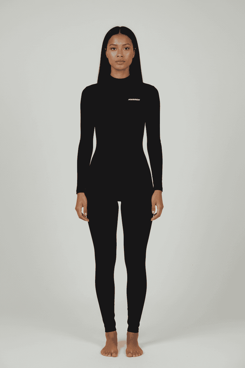 SKIN JUMPSUIT BLACK - Model B exposed hands
