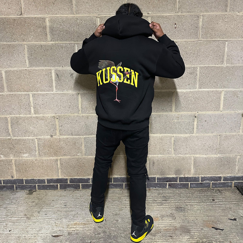 CORE THEE HERON HOODIE BLK/YELLOW - Kussen LTD