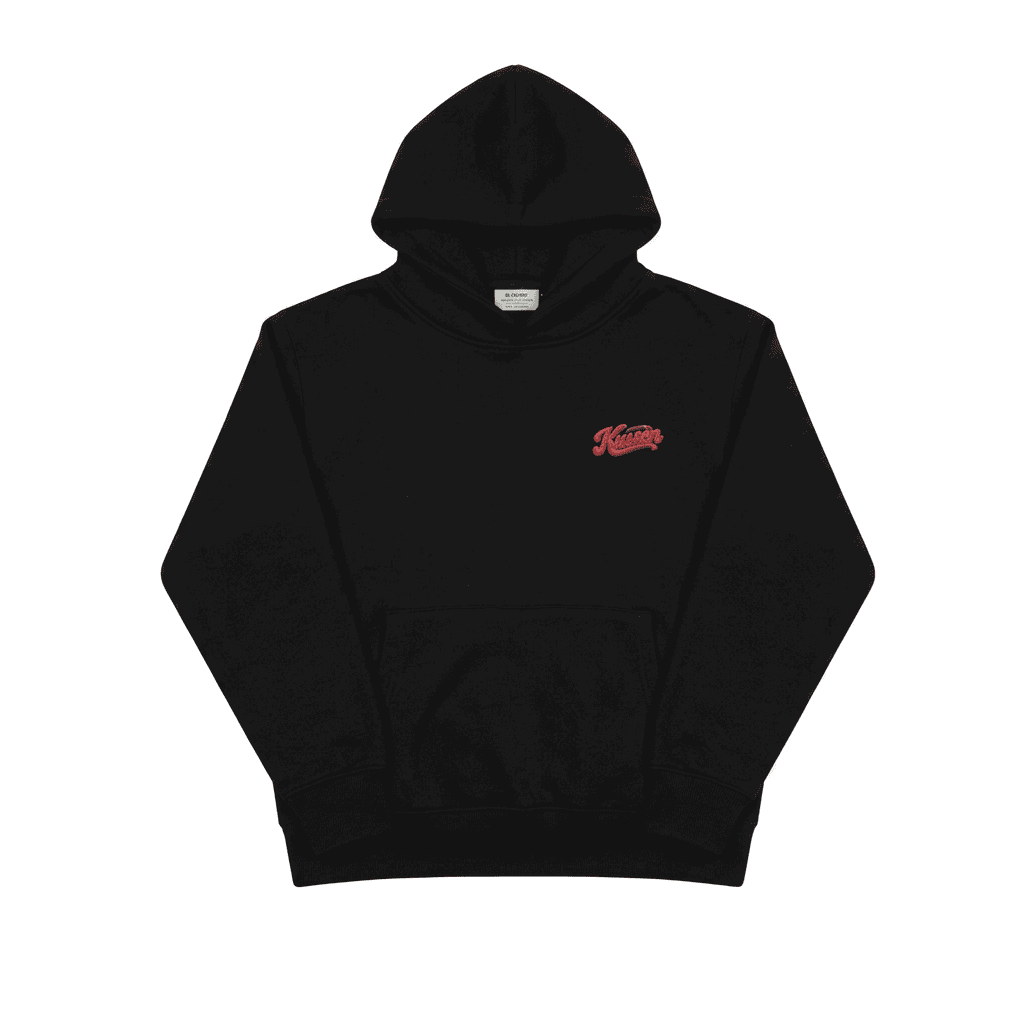 Front of black Kussen hoodie