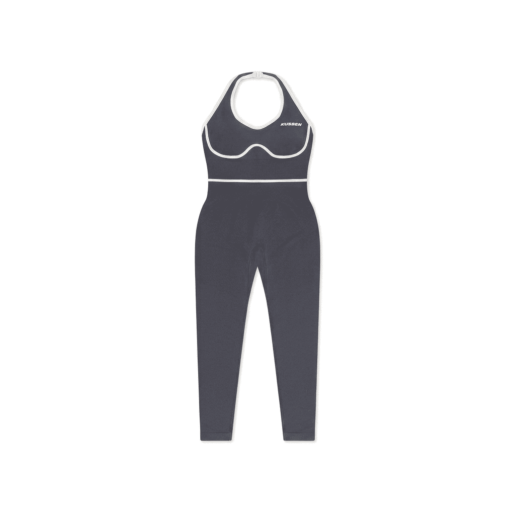 Shaped grey jumpsuit front flat lay